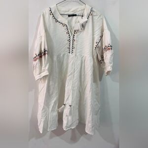 Embroidered White Tunic Dress